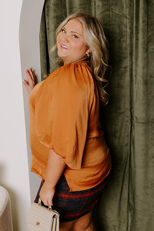 Premium Rust Curves Shift Top - Effortless Elegance