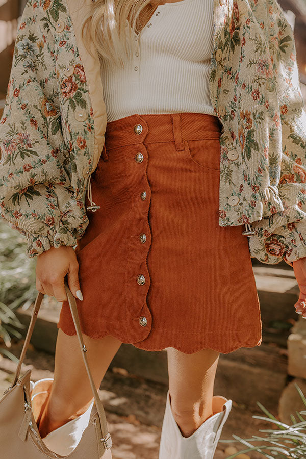 Premium Rust Sienna High Waist Corduroy Mini Skirt - Ultimate Style Upgrade