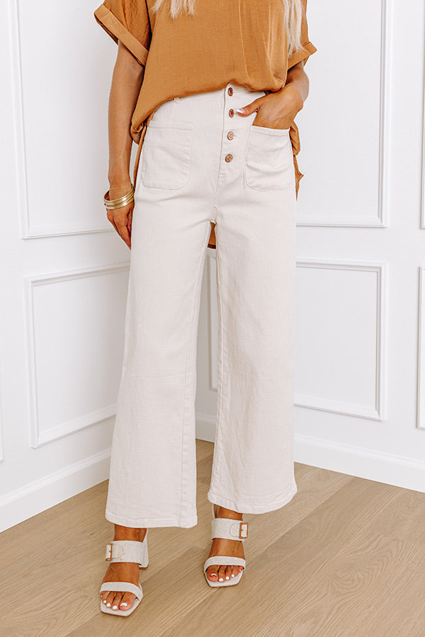 Premium High Waist Cream Denim Jeans - The Adele Collection