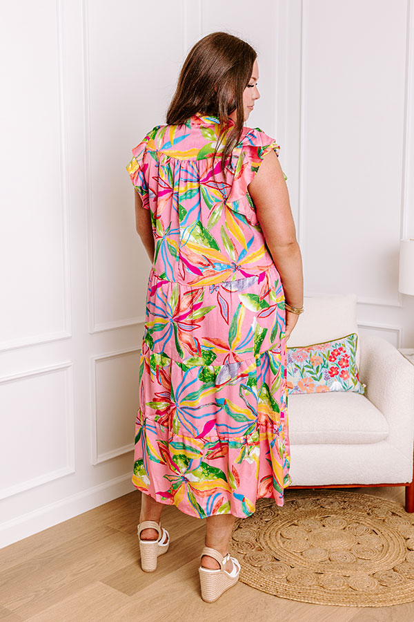 Premium Tropical Escape Floral Midi Dress