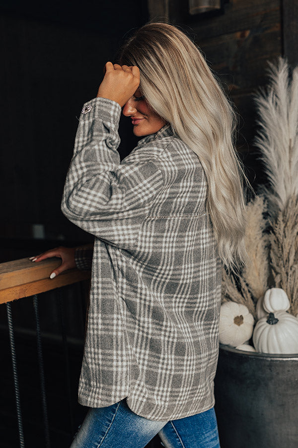 Premium Embellished Plaid Jacket - Grey | Ultimate Style & Comfort