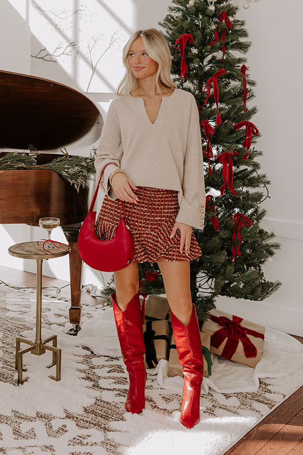 Premium Coffee Shop Cutie Knit Sweater Top in Oatmeal - Ultimate Chic Style