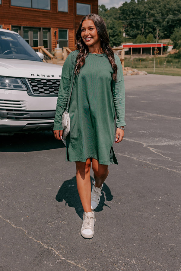 Premium Light Hunter Green T-Shirt Dress - Ultimate Everyday Comfort