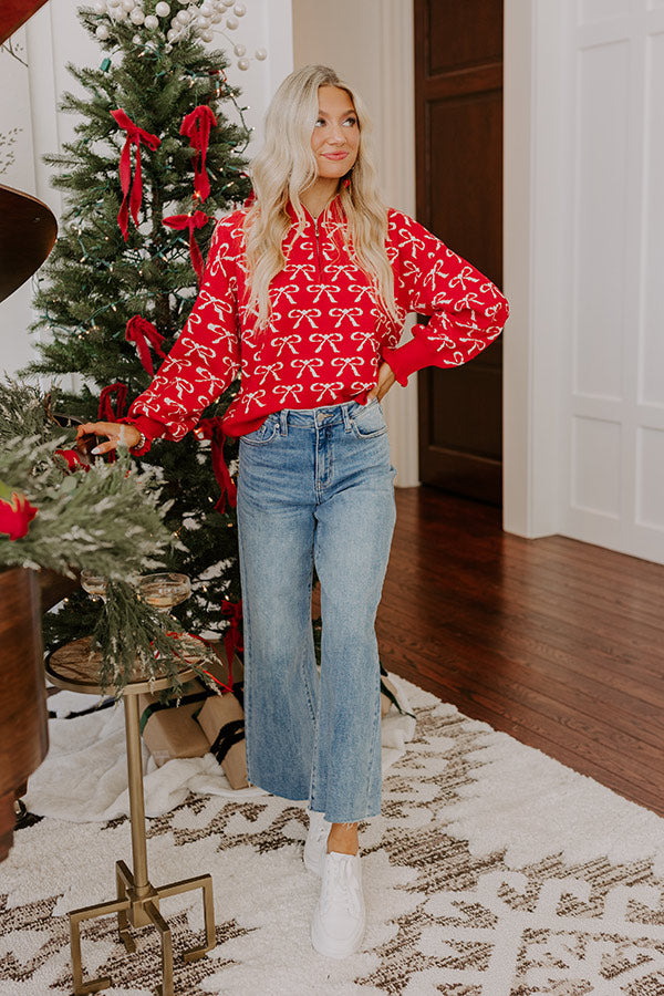 Premium Bows & Kisses Knit Sweater - Cozy Feminine Style