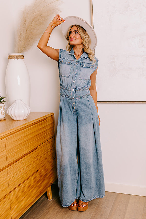 Premium Central Park Denim Jumpsuit - Ultimate Wide-Leg Style