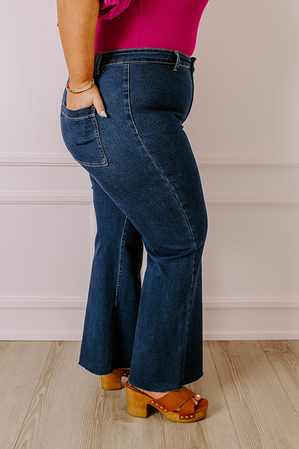 Premium Adriana High Waist Wide Leg Jeans - Dark Wash Curves Edition