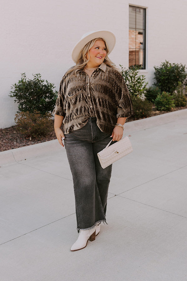 Premium Roman Holiday Velvet Top - Martini Olive Curves