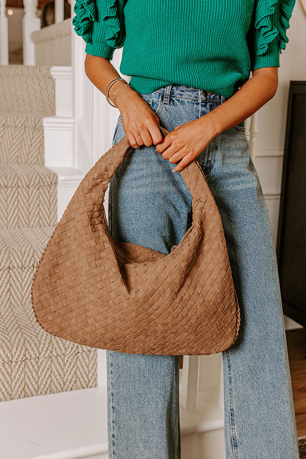 Premium Mocha Faux Nubuck Woven Tote - Ultimate Casual Chic