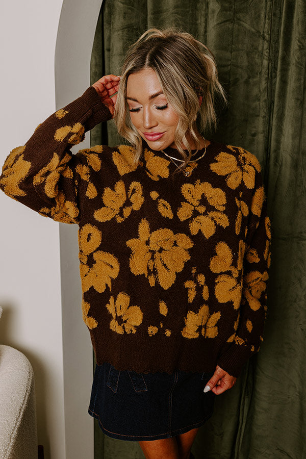 Premium Cocoa Bomb Floral Knit Sweater - Ultimate Cozy Style