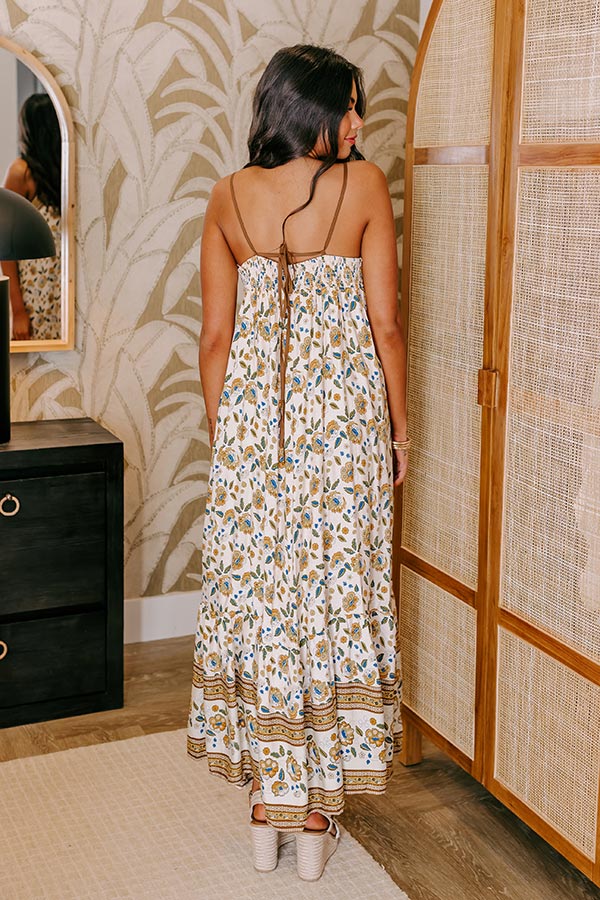 Premium Floral Maxi Dress – Cream with Abstract Print