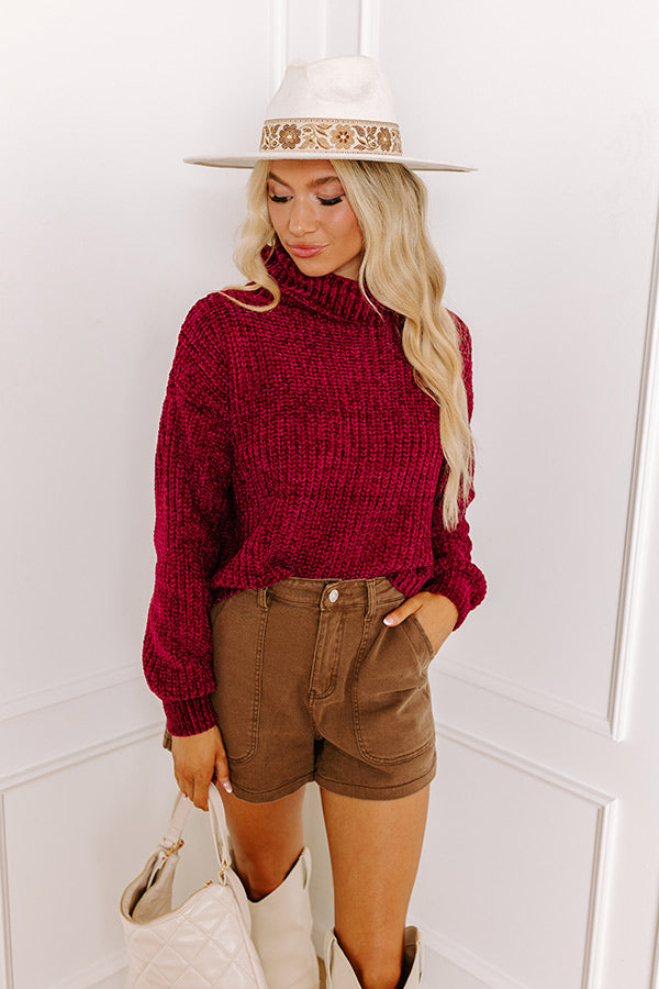 Ultimate Fall Leaves Chenille Sweater - Sangria Edition