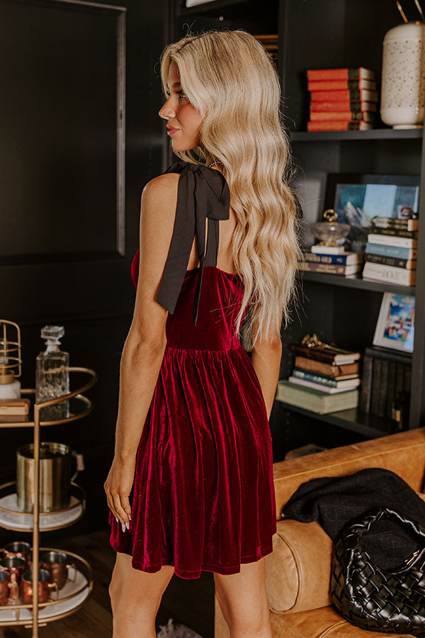 Premium Velvet Mini Dress in Wine - Ultimate Luxe Style