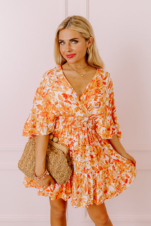 Ultimate Floral Elegance Romper - Orange