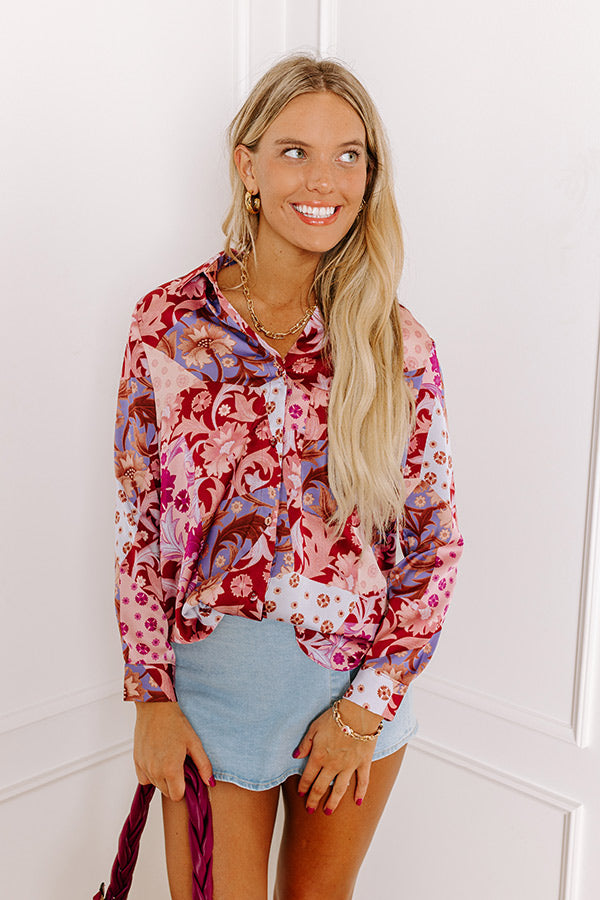 Premium Satin Floral Button-Up Shirt