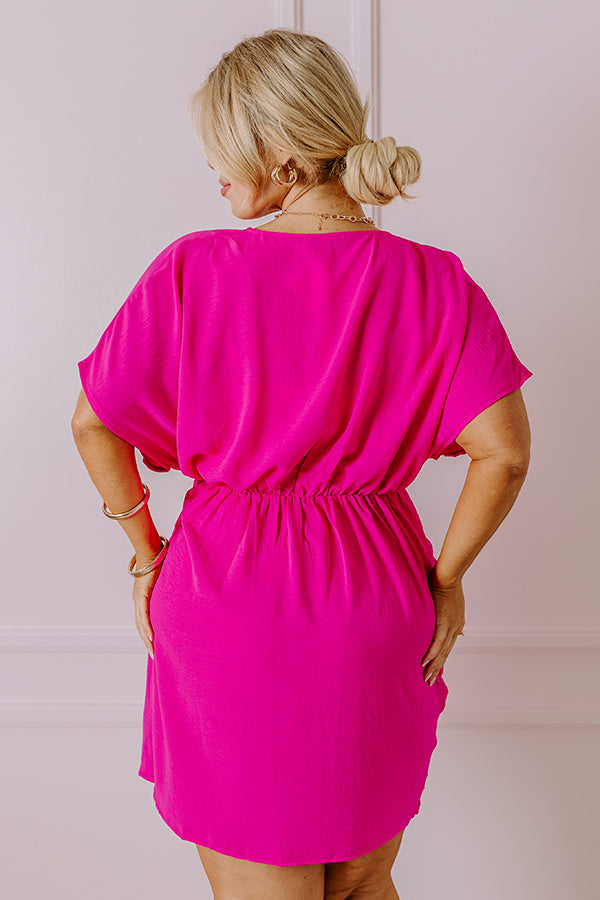 Ultimate Flirtation Mini Dress - Hot Pink Wrap Style