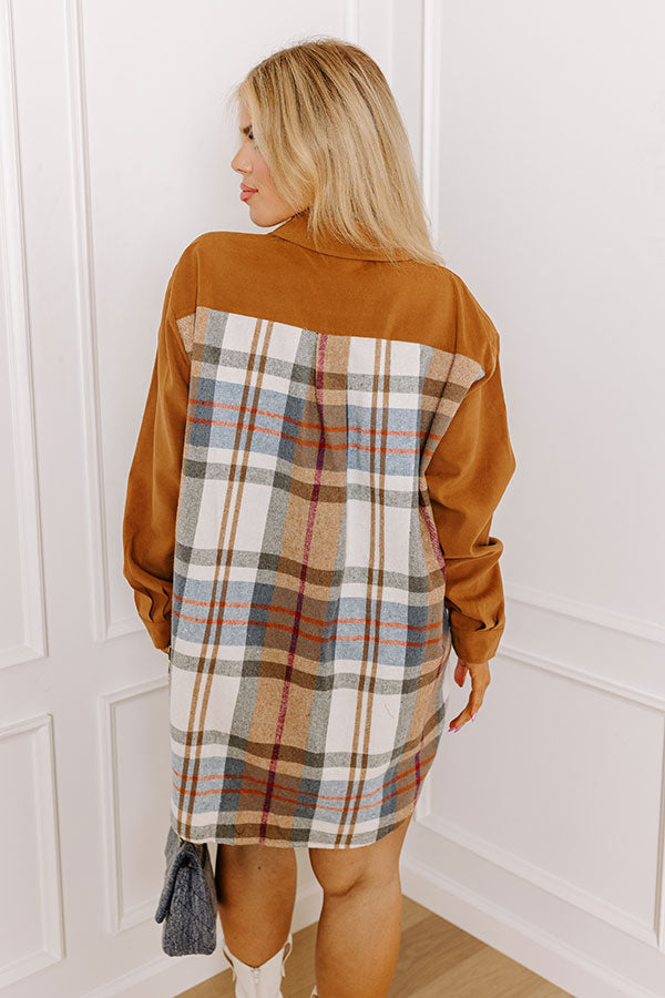 Premium Fall Fields Plaid Tunic Dress in Camel - Ultimate Wardrobe Essential