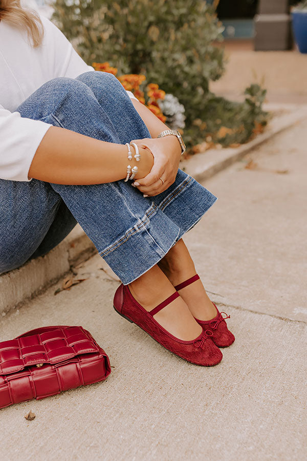 Premium Myla Lace Flats in Wine - Ultimate Comfort & Style