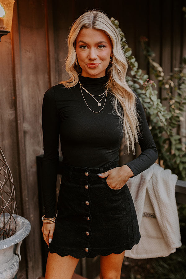 Ultimate Sienna High Waist Corduroy Mini Skirt - Black