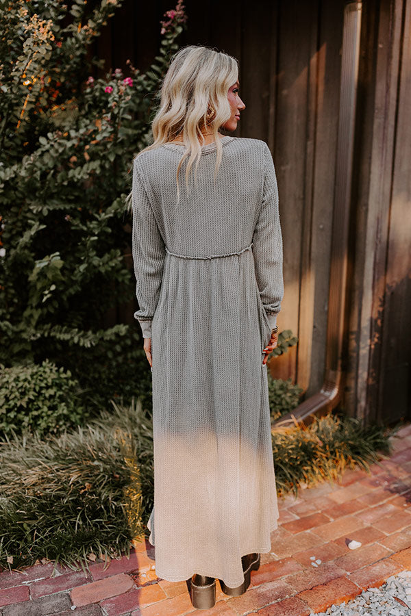 Premium Cozy Moment Waffle Knit Maxi Dress - Grey