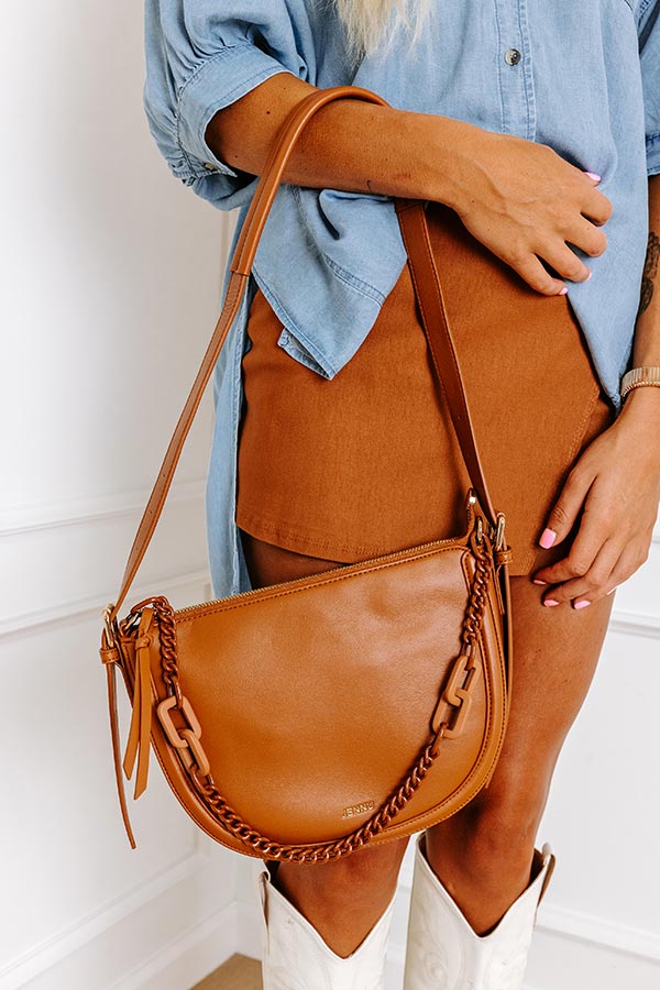 Premium Uptown Allure Faux Leather Crossbody Bag - Stylish Brown