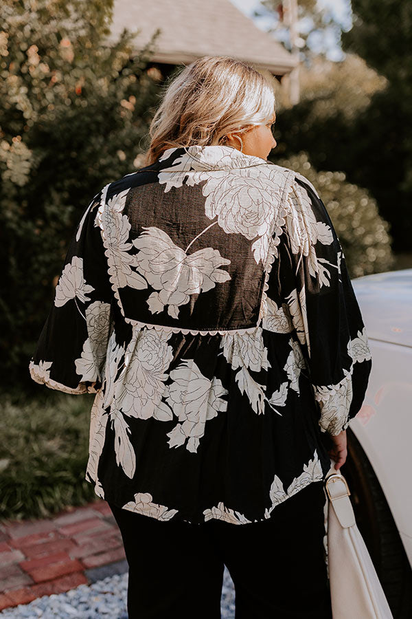 Premium Floral Babydoll Top - Black Curves