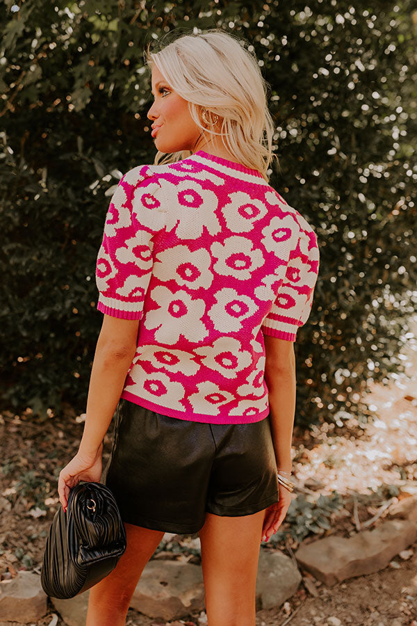 Premium Floral Knit Top - Effortless Charm in Pink