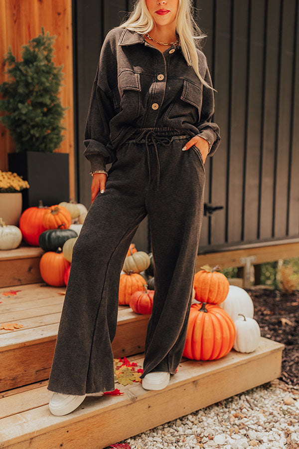 Ultimate Cozy Daydream High Waist Vintage Wash Pants - Vintage Black