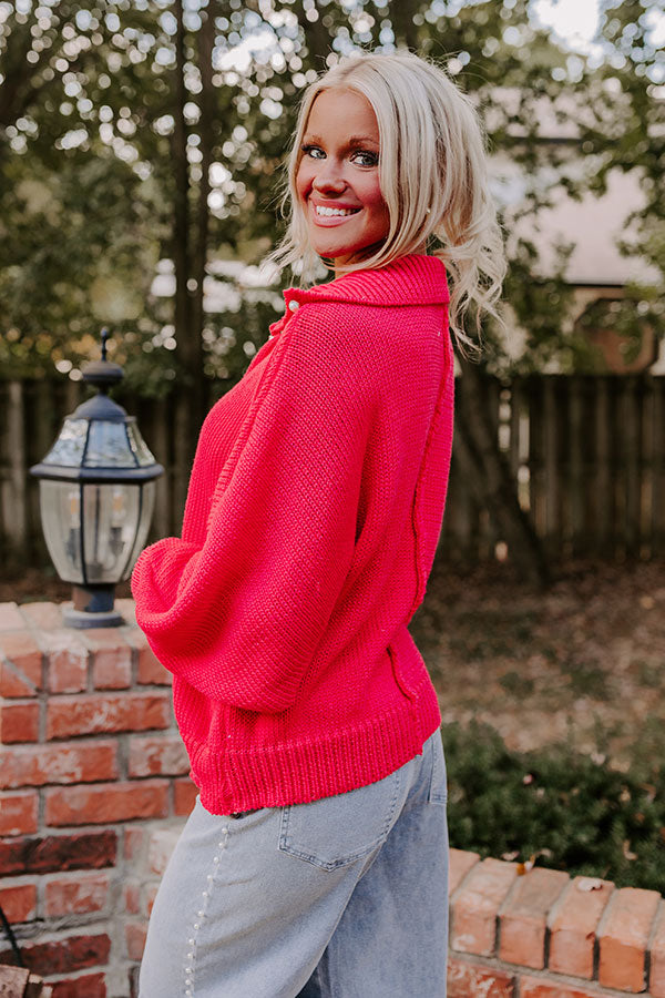 Premium Bright Red Knit Sweater for Fall | Apple Picking Style