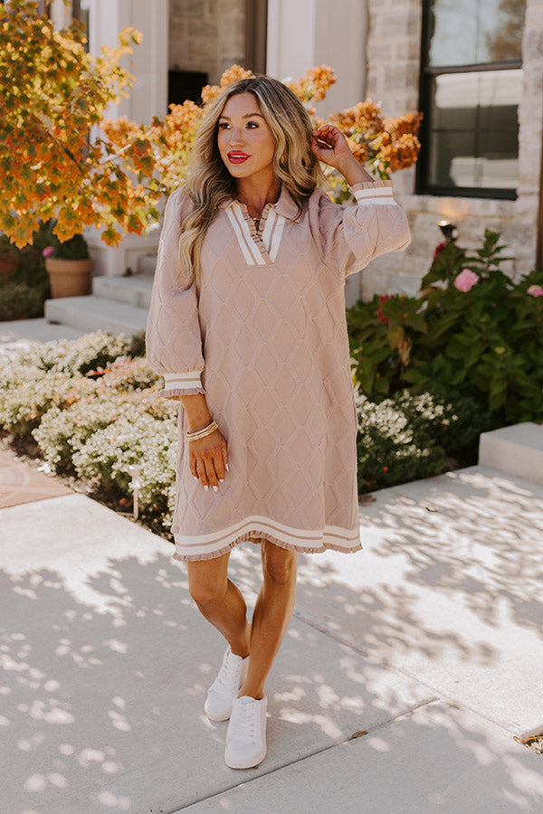 Ultimate Charming Glance Knit Mini Dress - Warm Taupe