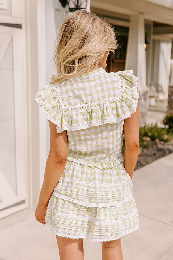 Premium Gingham Button-Down Top in Lime – Ultimate Summer Style