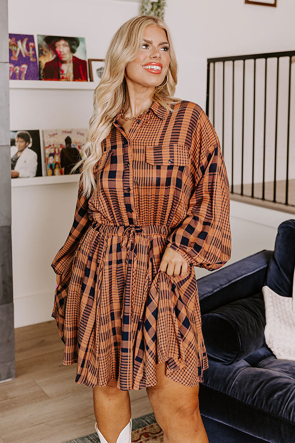 Premium Seasonal Shift Plaid Dress for Curves