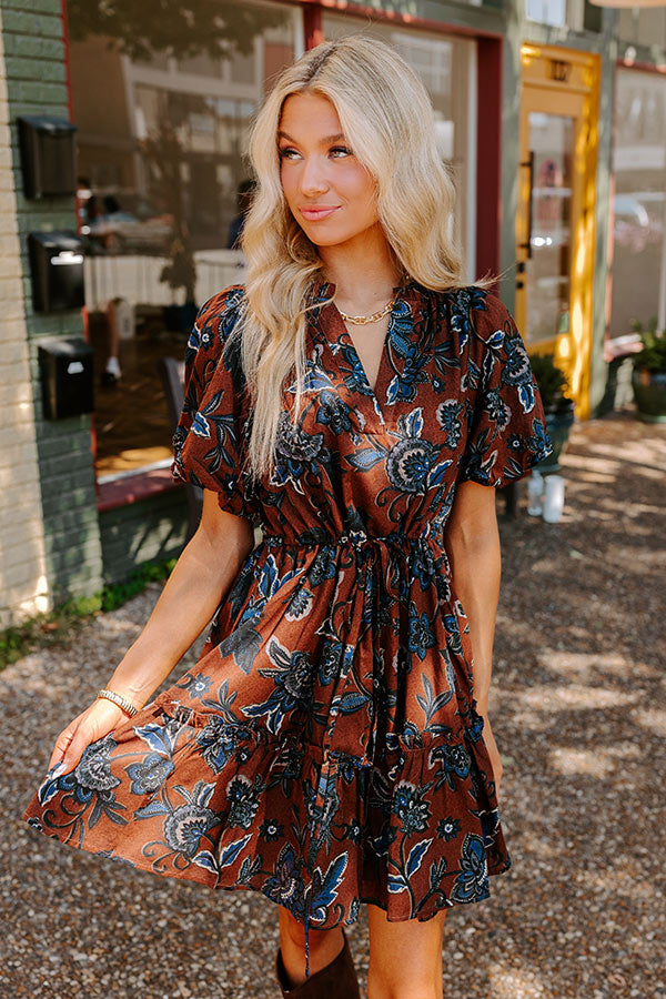 Premium Autumn Aura Floral Mini Dress - Ultimate Fall Style