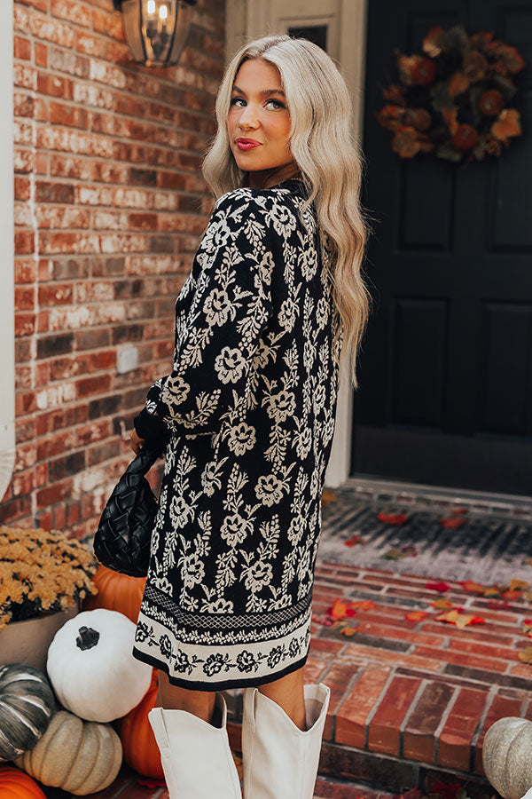 Premium Floral Knit Dress - Ultimate Fall Style in Black