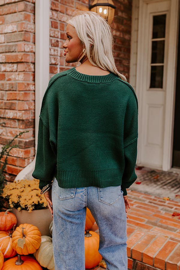 Premium Harvest Wishes Ribbed Sweater in Hunter Green - Ultimate Cozy Style