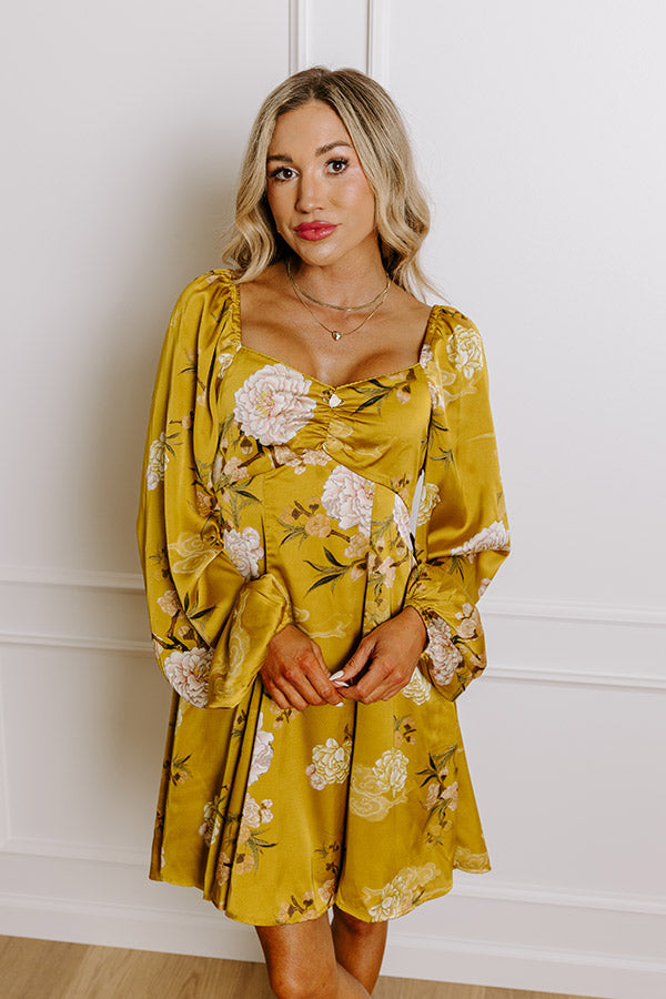 Ultimate Flirty Moments Satin Mini Dress - Chartreuse Floral