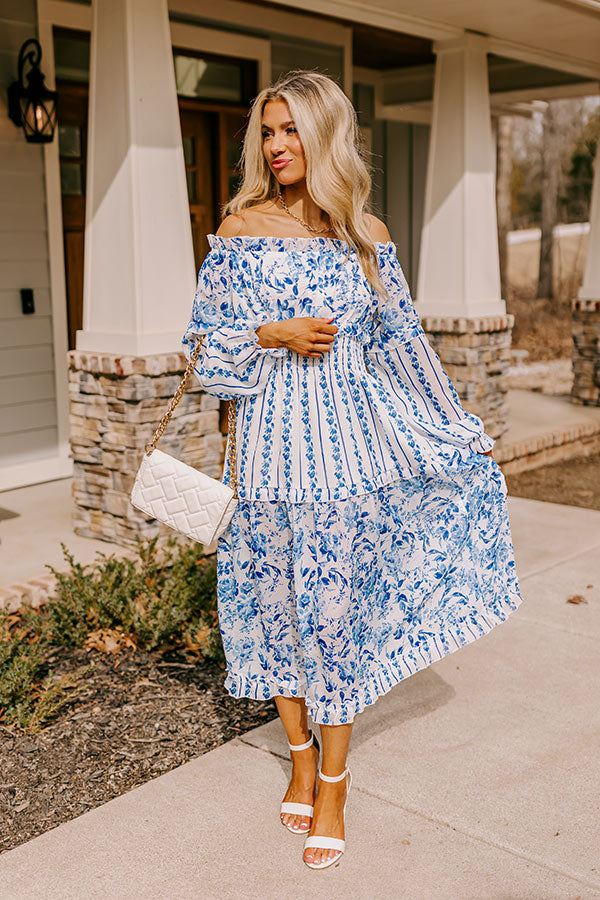 Premium Coastal Floral Midi Dress