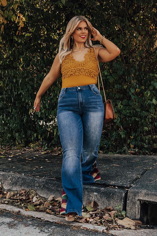Premium Call Me Yours Crochet Tank - Mustard Curves