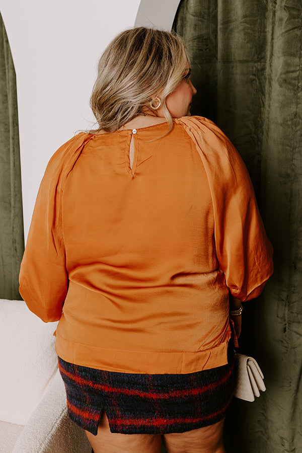 Premium Rust Curves Shift Top - Effortless Elegance