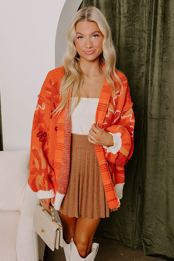 Premium Orange Knit Cardigan - Cozy Layering Essential