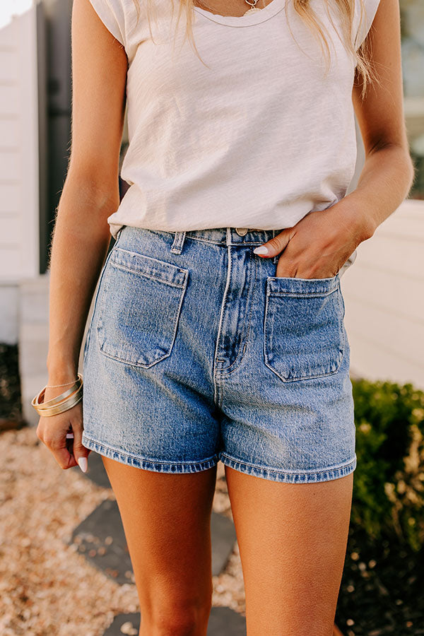 Premium Just USA Libby High Waist Denim Shorts - Medium Wash