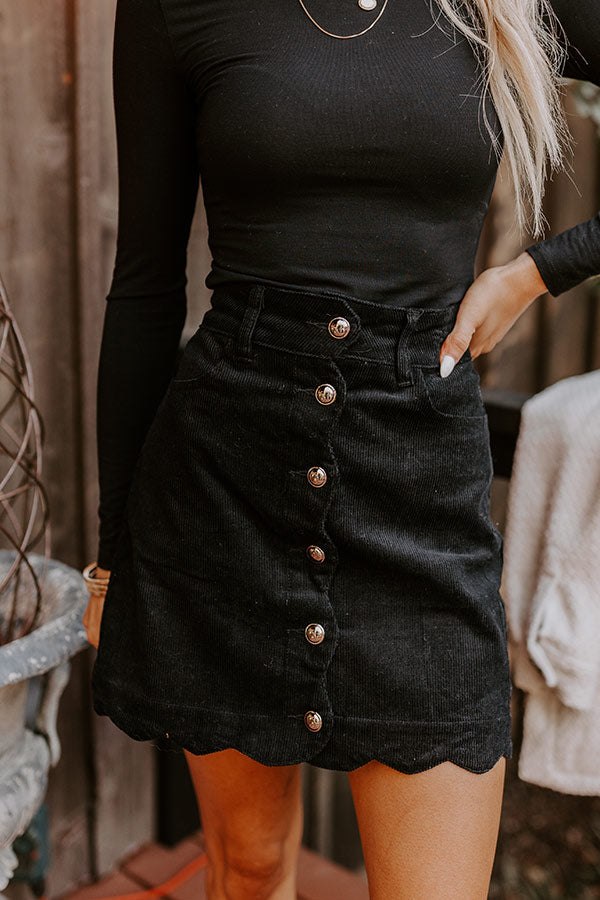Ultimate Sienna High Waist Corduroy Mini Skirt - Black