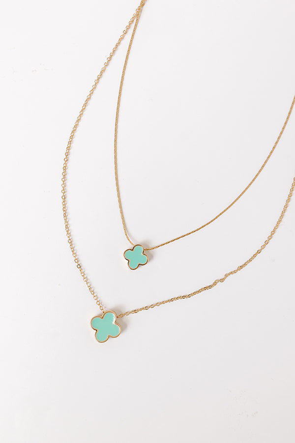 Premium Layered Mint Quatrefoil Necklace