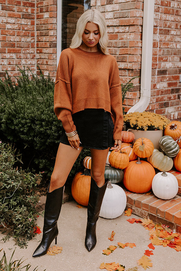 Premium Harvest Wishes Ribbed Sweater in Cinnamon - Ultimate Cozy Chic