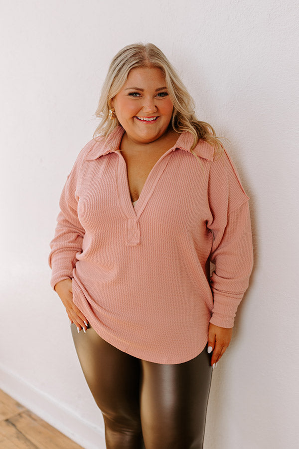 Premium Coffee Run Cutie Shift Top - Light Blush Curves