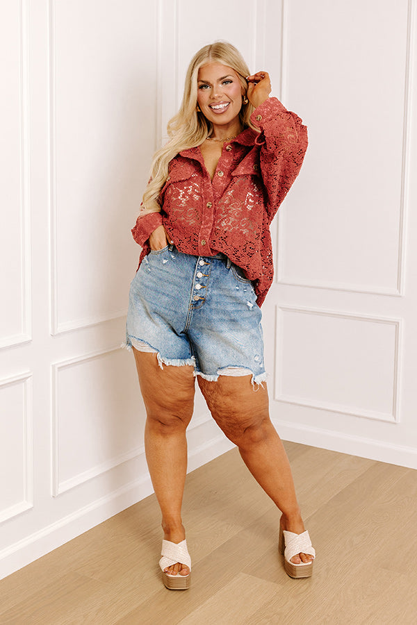 Premium Judy Blue Maribel High Waist Distressed Denim Shorts for Curves