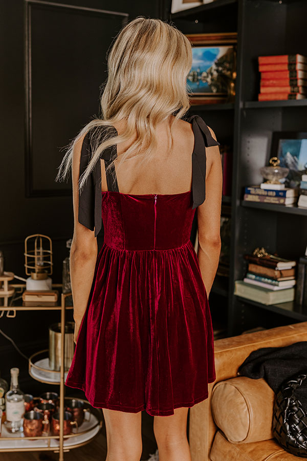 Premium Velvet Mini Dress in Wine - Ultimate Luxe Style