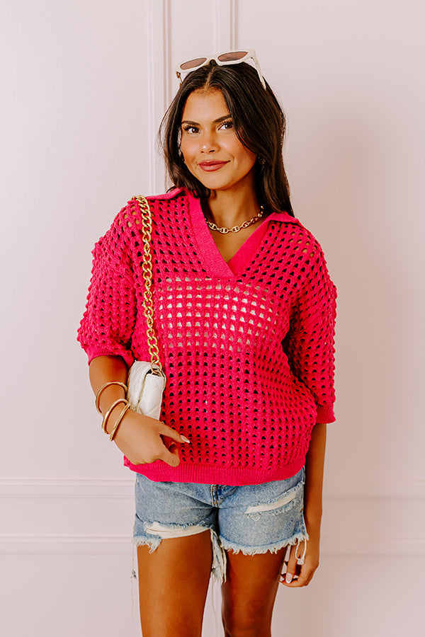 Ultimate Beachside Bliss Knit Top - Hot Pink