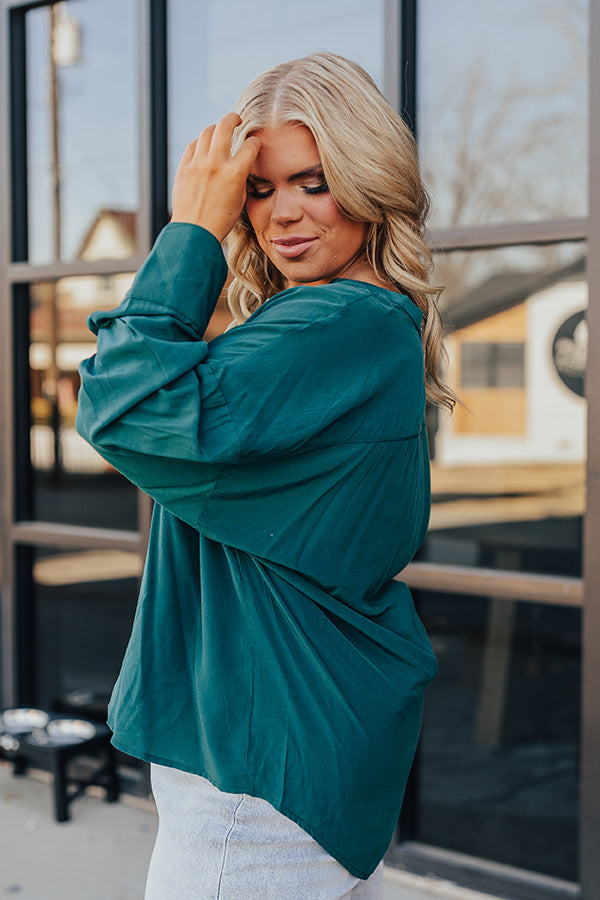 Premium Balcony Nights Shift Top - Hunter Green Curves for Ultimate Comfort