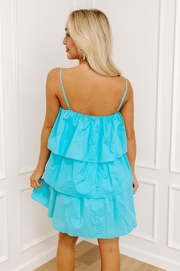 Ultimate Sky Blue Tiered Mini Dress - Premium Cotton & Adjustable Straps