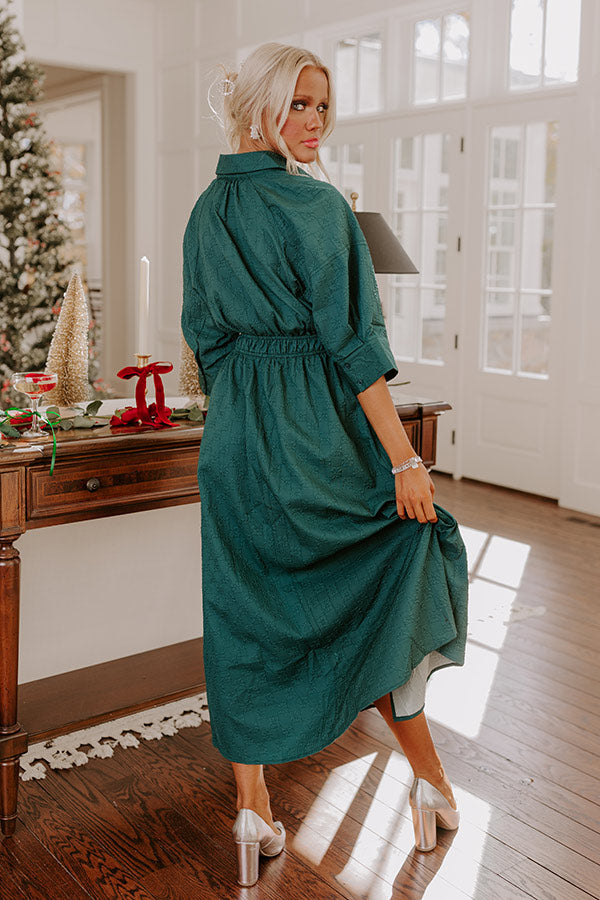 Premium Hunter Green Checker Midi Dress